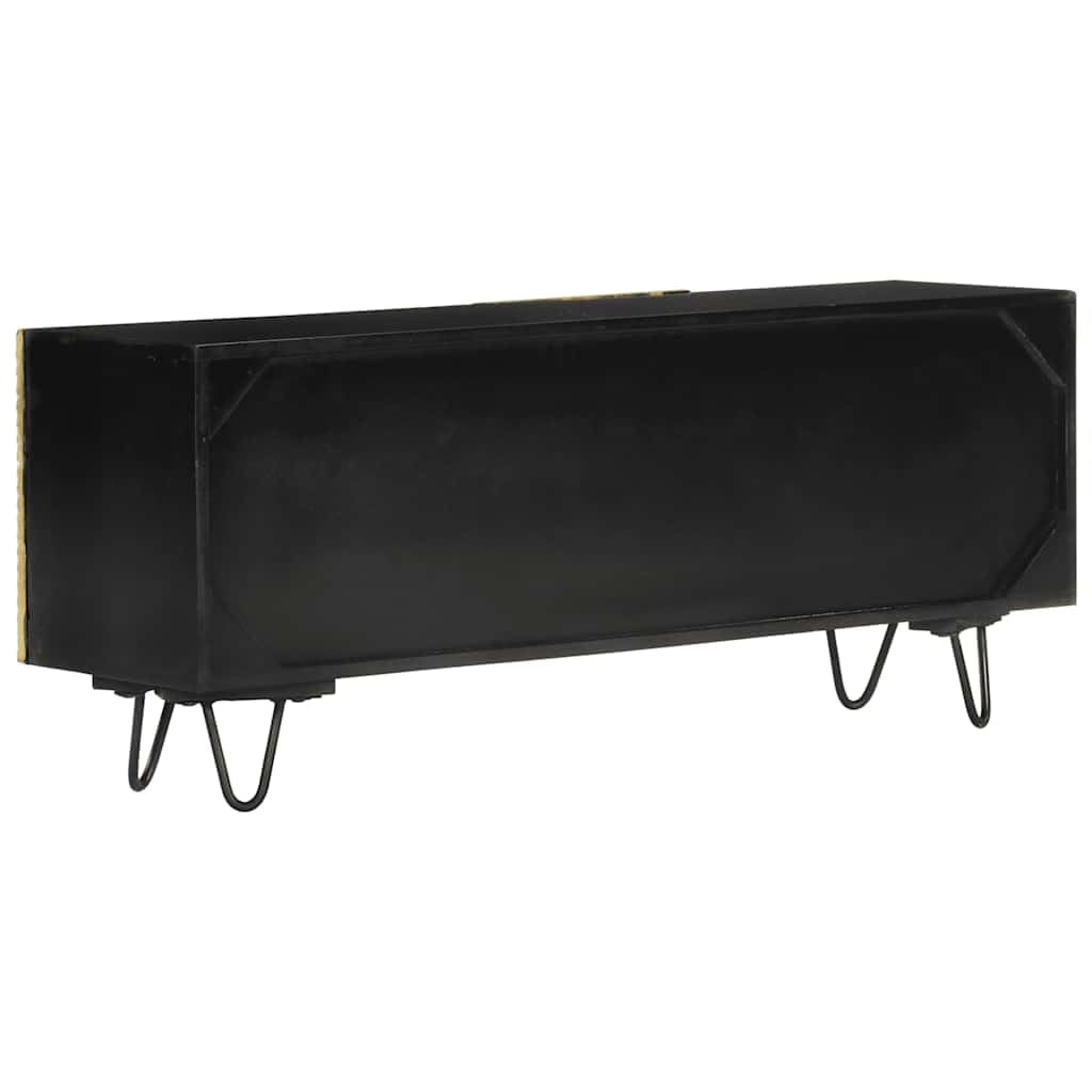 Szafka pod telewizor z litego drewna mango, 110 x 30 x 45 cm, czarna i złota, szafka pod telewizor