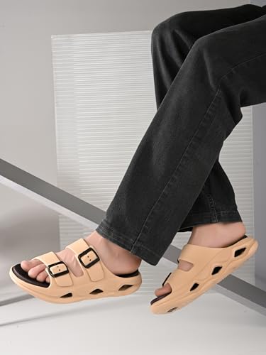 Image of DOCTOR HEALTH SUPER SOFT Men EVA Double Strap Sandals | Adjustable Buckle Comfort Slides | Lightweight Anti-Slip Casual Sandals for Indoor Outdoor Everyday Wear