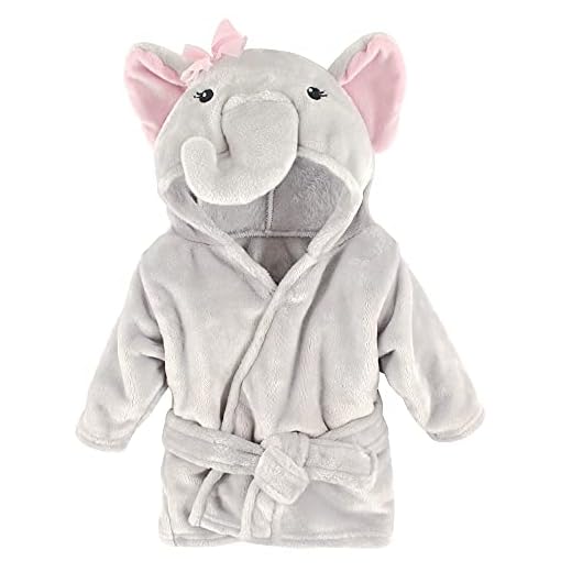 Hudson Baby Unisex Baby Plush Pool and Beach Robe Cover-ups, Pretty Elephant, 12-18 Months