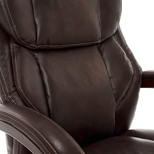 La-Z-Boy Bellamy Bonded Leather Executive Office Chair With Memory Foam Cushions, Brown #TOP5