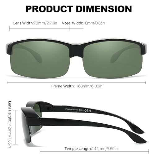 Image of Trysee Polarized Fit Over Glasses Sunglasses for Men Women with Semi Rimless Frame & UV Protection Lenses TS1218M