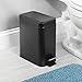 mDesign Small Modern 1.3 Gallon Rectangle Metal Lidded Step Trash Can, Compact Garbage Bin with Removable Liner Bucket and Handle for Bathroom, Kitchen, Craft Room, Office, Garage - Black