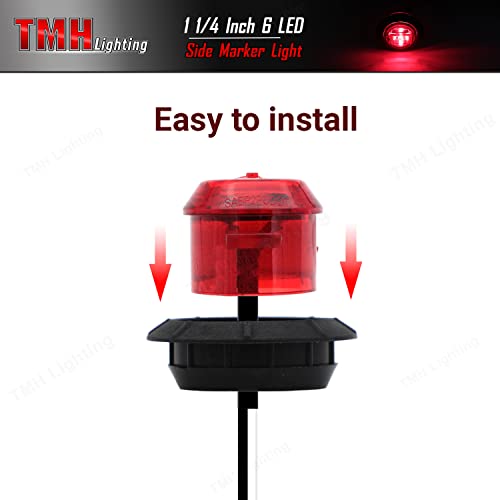 12 Pcs Tmh 1-1/4 Inch Mount Red Lens & Red Led Clearance Markers, Side Marker Lights, Led Marker Lights, Led Side Marker Lights, Led Trailer Marker Lights, Trailer Marker Light #TOP4