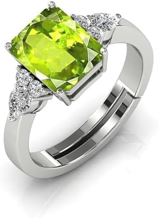 5.00 Carat Beautiful Natural Peridot Gemstone August Birthstone Silver Adjustable Ring For Women And Men - Image 2