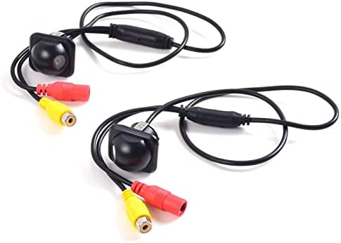 Pair Car Auto 20mm Hole Drilling Side View Camera Side Mirror Mount Reverse Mirrored Image with No Parking Assistance Lines Cam Safe Turning No Blind Spot for Car Monitor Stereo RCA - Pack of 2