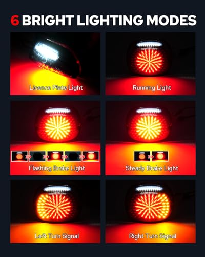 Image of Benlari LED Tail Light, Brighter Brake Turn Signal, Waterproof Rear License Plate Light with Low Profile Fit for Harley Touring Road King Glide Electra Heritage Dyna Sportster 883 1200, Smoked Cover