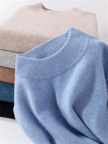 REHJJDFD Men Mock Neck Wool Sweater Half Turtleneck Long Sleeve Pullover Casual Knitwear Slim Fit Sweaters2