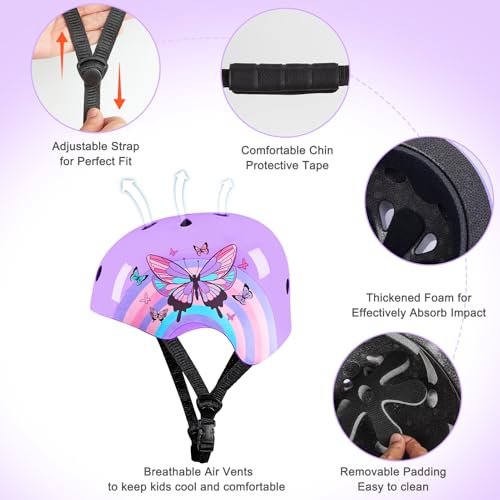 Image of Kids Bike Helmet Adjustable Youth Toddler Helmet with DIY Stickers for Girls Age 3-5-8-14 Years for Bicycle Scooter Skateboard Roller Skating