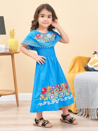 Image of Mexican Dress for Girls Traditional Vestidos Mexicanos Cinco de Mayo Embroidered Dresser Toddler Kids