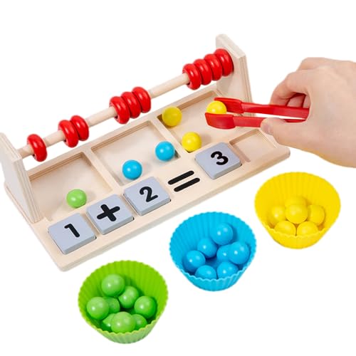 Juego de conteo con perlas en marco de madera para niños en casa y de viaje