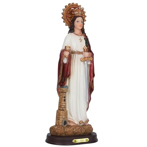 Estatua Santa Barbara de 12 pulgadas en resina multicolor miniatura 2