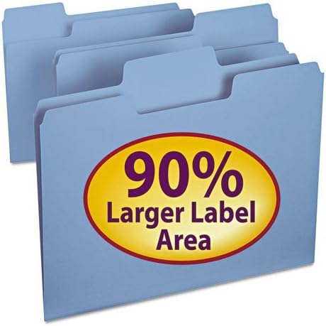 SuperTab Colored File Folders, 1/3 Cut, Letter, Blue, 100/Box