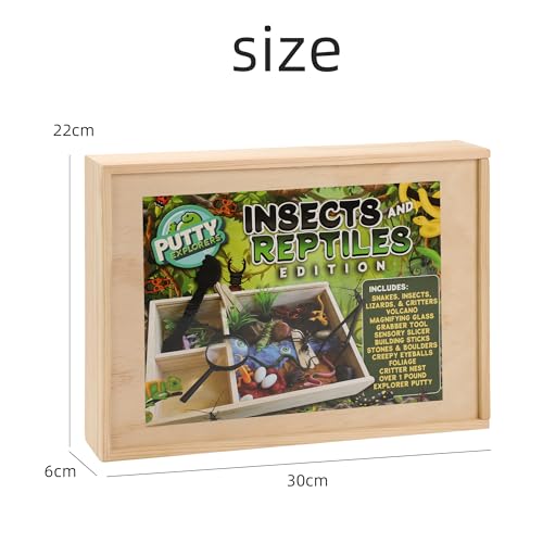 Image of Insects and Reptiles Putty Explorers Educational Sensory Kit Wooden Play Box Bugs Snakes Science Life Moldable Sand Kit STEM Educational Toys Science Teacher Classroom Gifts Lizards Volcano Easter