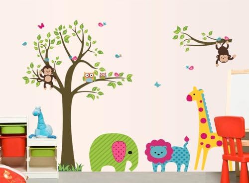 Newdecor Home Decor Mural Vinyl Peel & Stick Wall Sticker Kids Nursery Room Wall Art Decal Paper Animals World