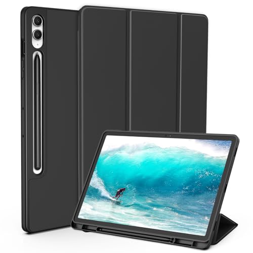 SSS·GRGB Case for 12.4 Inch Samsung Galaxy Tab S10+ Plus 2024/Tab S9+/ S9 FE Plus 5G 2023 Case with S Pen Holder, Slim Folio Stand Protective Tablet Cover, Auto Wake/Sleep, Multi-Angle Viewing, Black