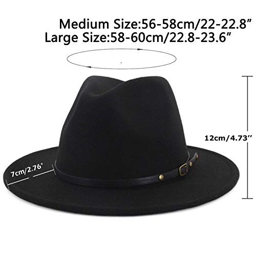 Kujuha Wide Brim Fedora Two Tone Dress Hat, Large-X-Large, Black & Red #TOP1