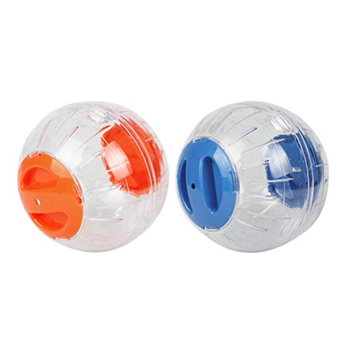 TEHAUX Bola de hámster - 2 bolas de hámster interactivas de cristal para jugar a mascotas (color al azar)