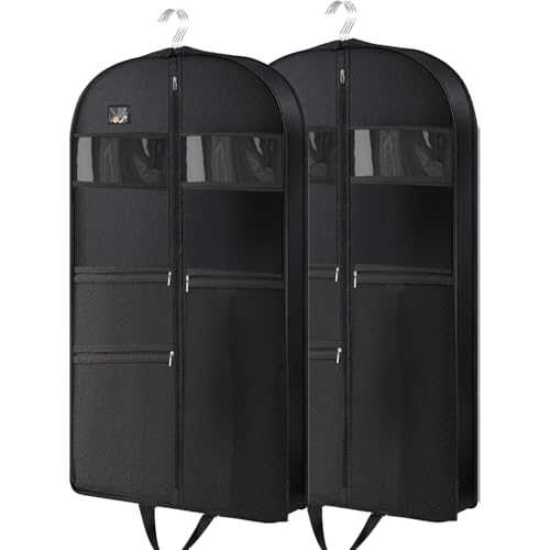 URMI Kleidertasche, strapazierfähig, 152 cm lang, Kleideraufbewahrung, Schutzhülle für Reisen, 10 cm Zwickel, Kleiderträger für Damen, mit 3 Taschen, Kleidersack zum Aufhängen, für Mäntel, Kleider
