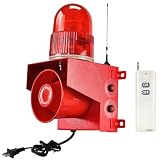 EOKHEOY Wireless Remote Control Alarm Siren 0.31Mile Outdoor Waterproof Industrial Emergency Siren with Strobe Light Adjustable Volume Tone 120dB Horn with Plug AC110V-120V