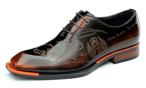 Santimon Men's Oxfords Formal Dress Patent Leather Derby Fashion Business Wedding Prom Tuxedo Casual Carve Oxford Walking Shoes for Men