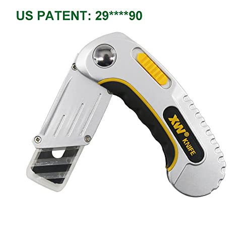 Xw Folding Carpet Knife, Razor Blade Heavy Duty Utility Knife With Protective Cap, Extra 5 Blades Included #TOP1