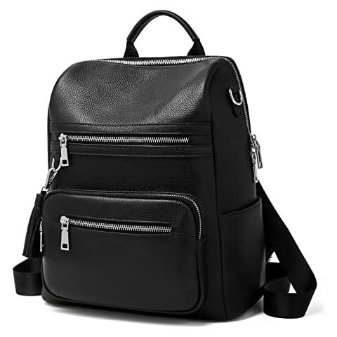 FOXLOVER Damen Leder + Mikrofaser Mode Rucksäcke College Studenten Buch Geldbörse Taschen Cover