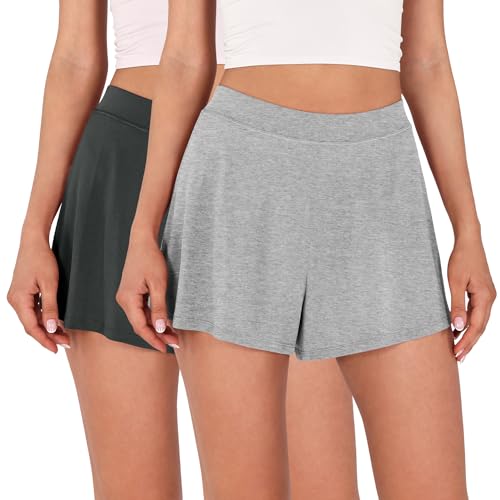Image of ODODOS 2-Pack Ultra-Soft Modal Lounge Shorts for Women - Lightweight & Breathable Sleepwear, 3 inch Inseam