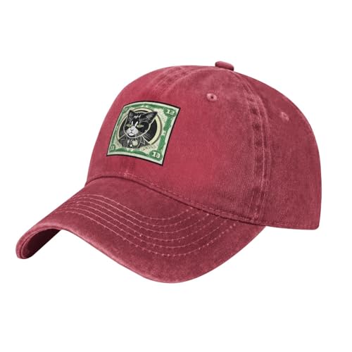 WHJDPP Casquette de baseball noire pour adulte avec imprimé chat punk pour homme et femme confort réglable, Rouge, taille unique