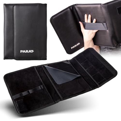 PARAT BASIC Aufmaßmappe 12,5 bestückt | Messmappe mit Tabletfach & Bluetooth-Entfernungsmesser | Profi Aufmaßmappe mit Werkzeug-Set | Ordnungssystem aus Industrieleder für Architekten & Handwerker