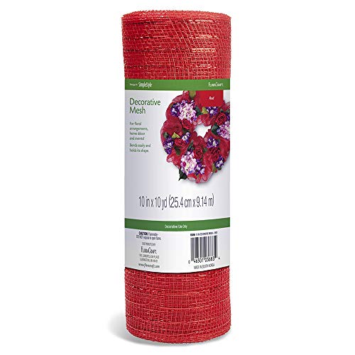FloraCraft RS9714/6/4 SimpleStyle 10 inch Decorative Mesh with Mettalic Strands, Red