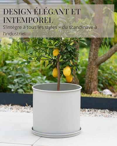 Livlig53 Ensemble de pots de fleurs avec sous-pot, pot 25 cm de diamètre & cache-pot 30 cm de diamètre & cache-pot 40 cm de diamètre, grand pot de plantation intérieur & extérieur, fabriqué en Europe – vue 3