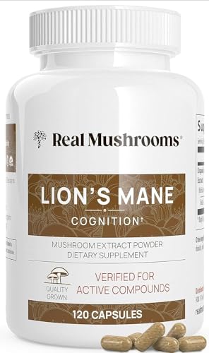 image for Real Mushrooms Lions Mane Mushroom Cognition (120 Capsules) Lions Mane