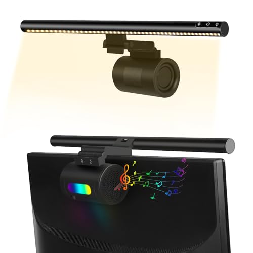 Gabujau Computer Speakers for Desktop PC, Monitor Light Bar with External Speaker, USB Power, Bluetooth or 3.5mm Importation, 2 in 1