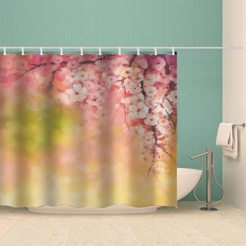 Rideau de douche floral en polyester imperméable pour baignoire - 4