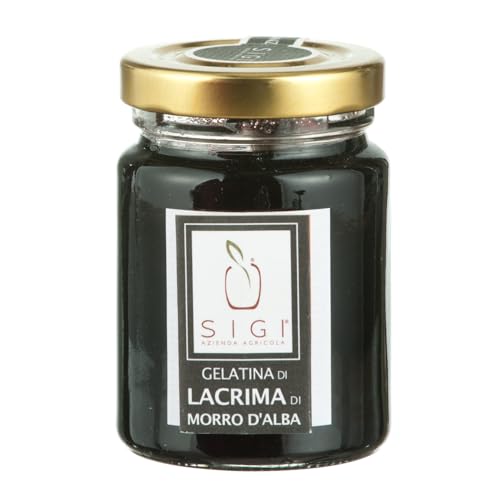 SIGI Azienda Agricola Gelatina di VINO LACRIMA DI MORRO D'ALBA | Senza Coloranti, Conservanti, Addittivi Chimici | 100% Artigianale e Naturale | Lavorato a Mano, Prodotto in Italia | Barattolo 110gr.