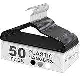 MOERKADA Paquete de 50 Perchas Grandes de plástico Fino sin Terciopelo para Ropa, Perchas funcionales no flocadas