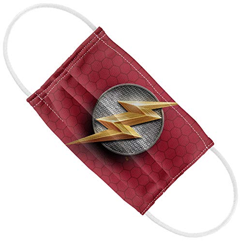 Popfunk Justice League Movie Kids Flash Lightning Bolt Logo 1-Ply Reusable Face Mask Covering with Adjustable Nose Wire
