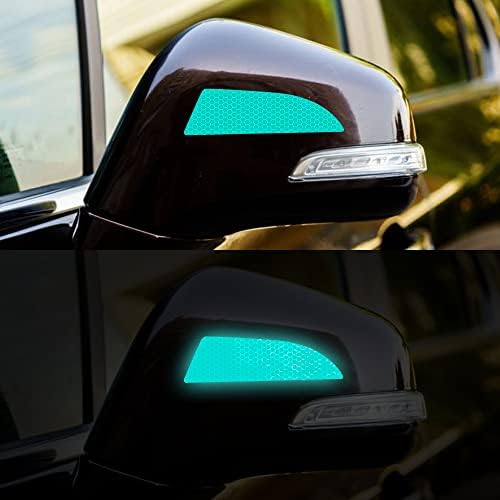 Dreothy 1Pair Strong Reflective Stickers for Cars High Intensity Night Visibility Safety Sign Waterproof Scratch-Resistant Car Side Mirror Front Rear Bumper Tape Sticker Trunk Decals Motorcycle Stickers (Mint Green)
