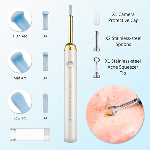 Physician-Tested Ear Wax Removal, 27-Piece Visual Ear Cleaning Kit, Ear Wax Removal Tool Camera, Ear Camera Otoscope With Light For Ios & Android (White) #TOP1