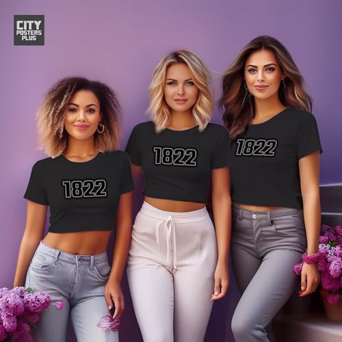 Crop Tops pour femme noir en tissu élastique 1822 Year coupe cintrée - 5