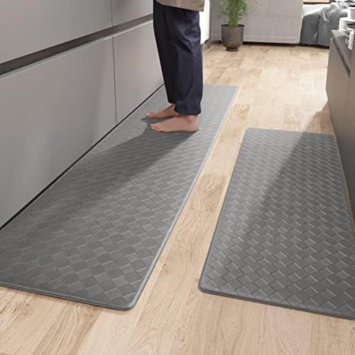 Color&Geometry 2 Pieces Anti Fatigue Cushioned Kitchen Mats, 5Ft Memory