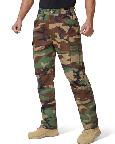 FREE SOLDIER Men's Tactical Pants Water Resistant Ripstop Cargo Work Lightweight EDC Hiking Pants with Multi Pockets