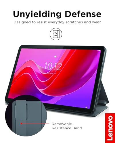 Image of Lenovo Folio Case for Tab M11 - Tablet Protector with Built in Pen Holder, Security Band & Convertible Stand - Luna Grey
