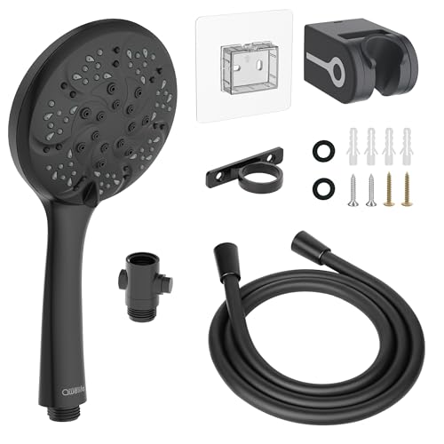 RV Shower Head with Hose, High Pressure 7-Mode RV Shower Head Replacement for RV, Camper, Van, Travel Trailer, Motorhome and Boat, Matte Black Finish