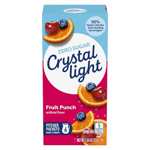Crystal Light Fruit Punch Artificially Flavored Powdered Drink Mix, 72 ct Pack, 12 Canisters of 6 Pitcher Packets