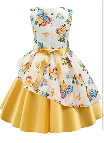 Image of Buy & Try Girl's Satin Floral Printed Frock Knee Length Short Frocks Dress.
