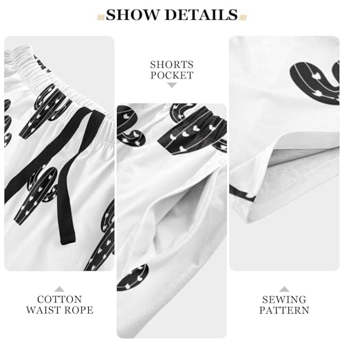 Black Cactus Plant Pajama Shorts for Men Lounge Pants Sleepwear Shorts Pajama Mens Sleeping Shorts with Pockets, S-XXL4