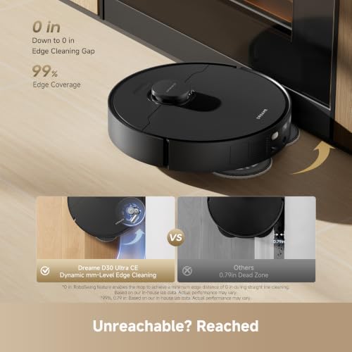 Image of DREAME D30 Ultra CE Robot Vacuum and Mop with Auto Dust Emptying, 25,000Pa Suction, 0.41in Mop Lifting, Multifunctional Base Station, Mop Self-Washing, Smart Obstacle Avoidance, Black