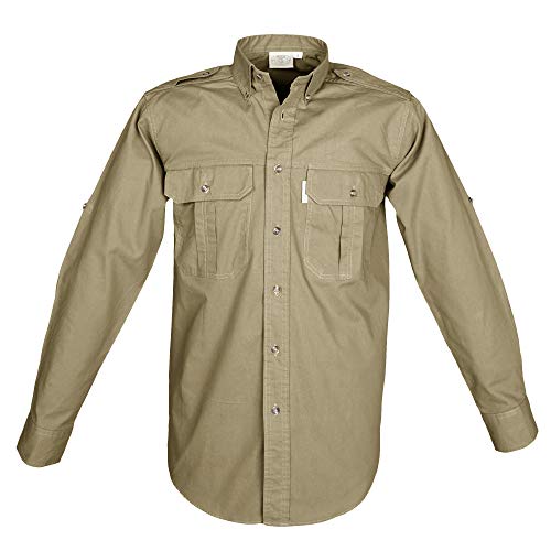 Trail Shirt for Men Long Sleeve, 100% Cotton Shirt for Hunters, Explorers, Photographers and Journalists