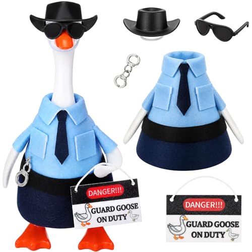 Locmeo 1 Set 7 Inch Mini Desk Goose Outfit, Police Uniform Set